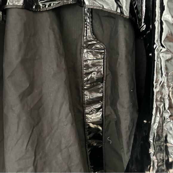 Jane Post Black Patent Shiny Boxy Rain Coat Poncho Jacket Snap Button Back 1X - Picture 13 of 14